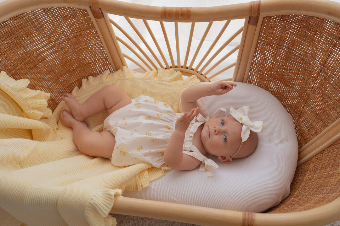 Tie Bubble Romper | Yellow Tiny Floral