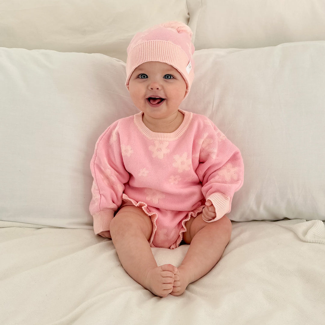 Knit Romper | Daisy Pink Floral