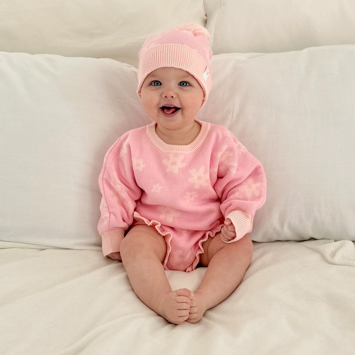 Knit Romper | Daisy Pink Floral
