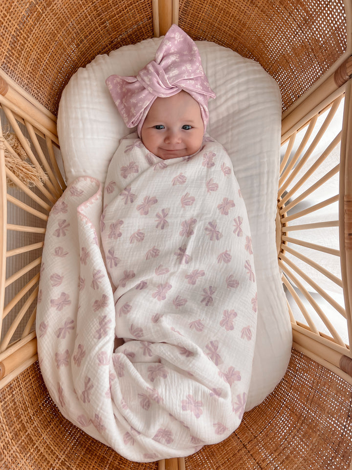 Organic Crinkle Muslin Blanket | Lilac Butterflies