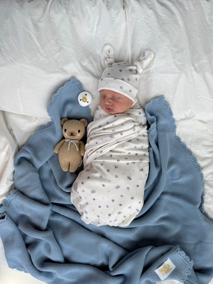 Heirloom Knit Blanket | Blue