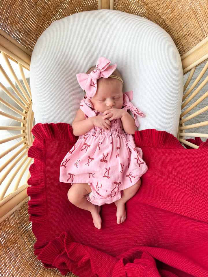 Bloomer Set | Linen Red Bows