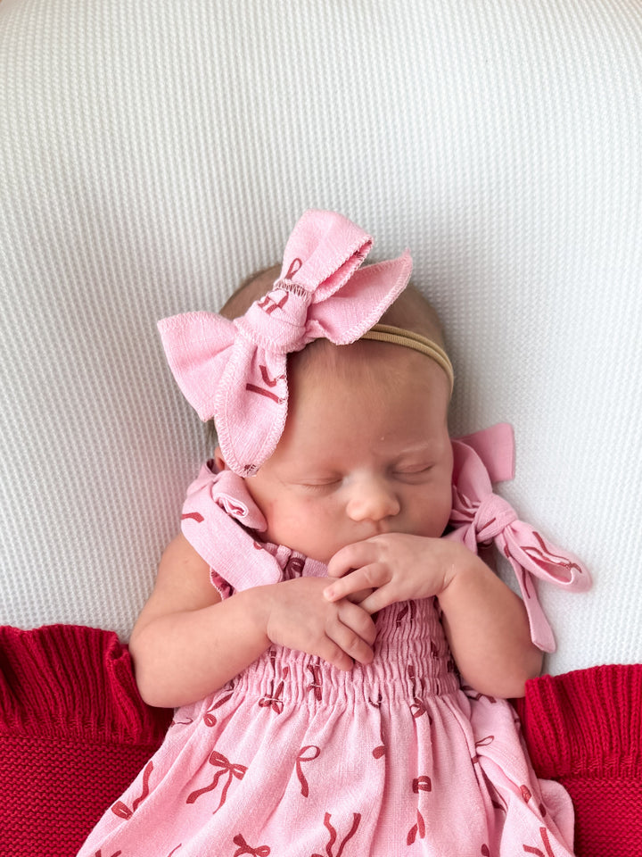 Bow Headband | Linen Red Bows