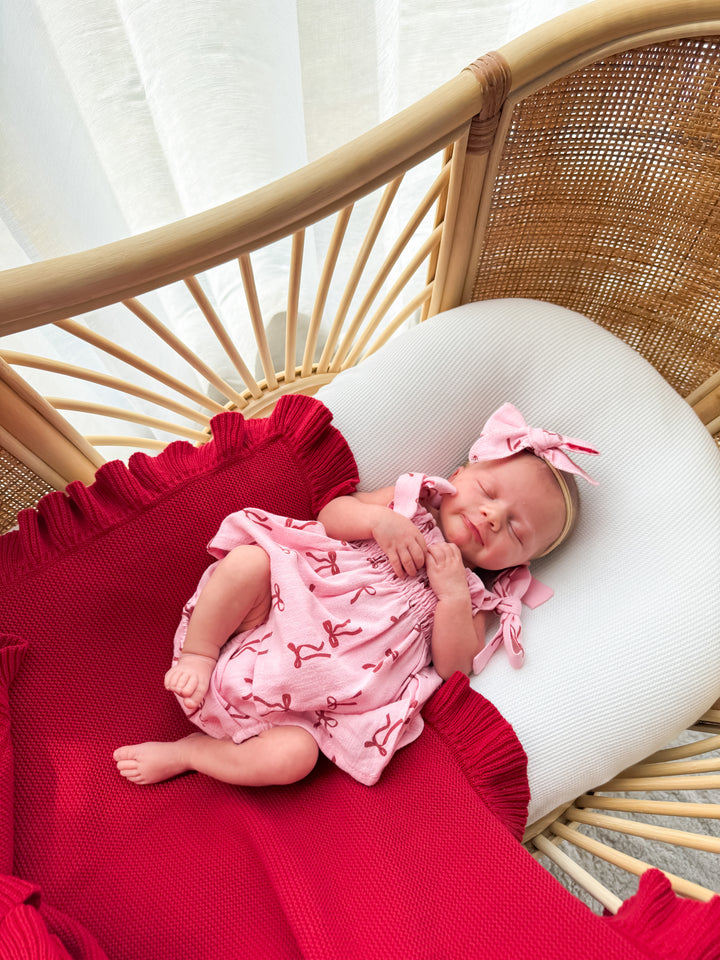 Bow Headband | Linen Red Bows