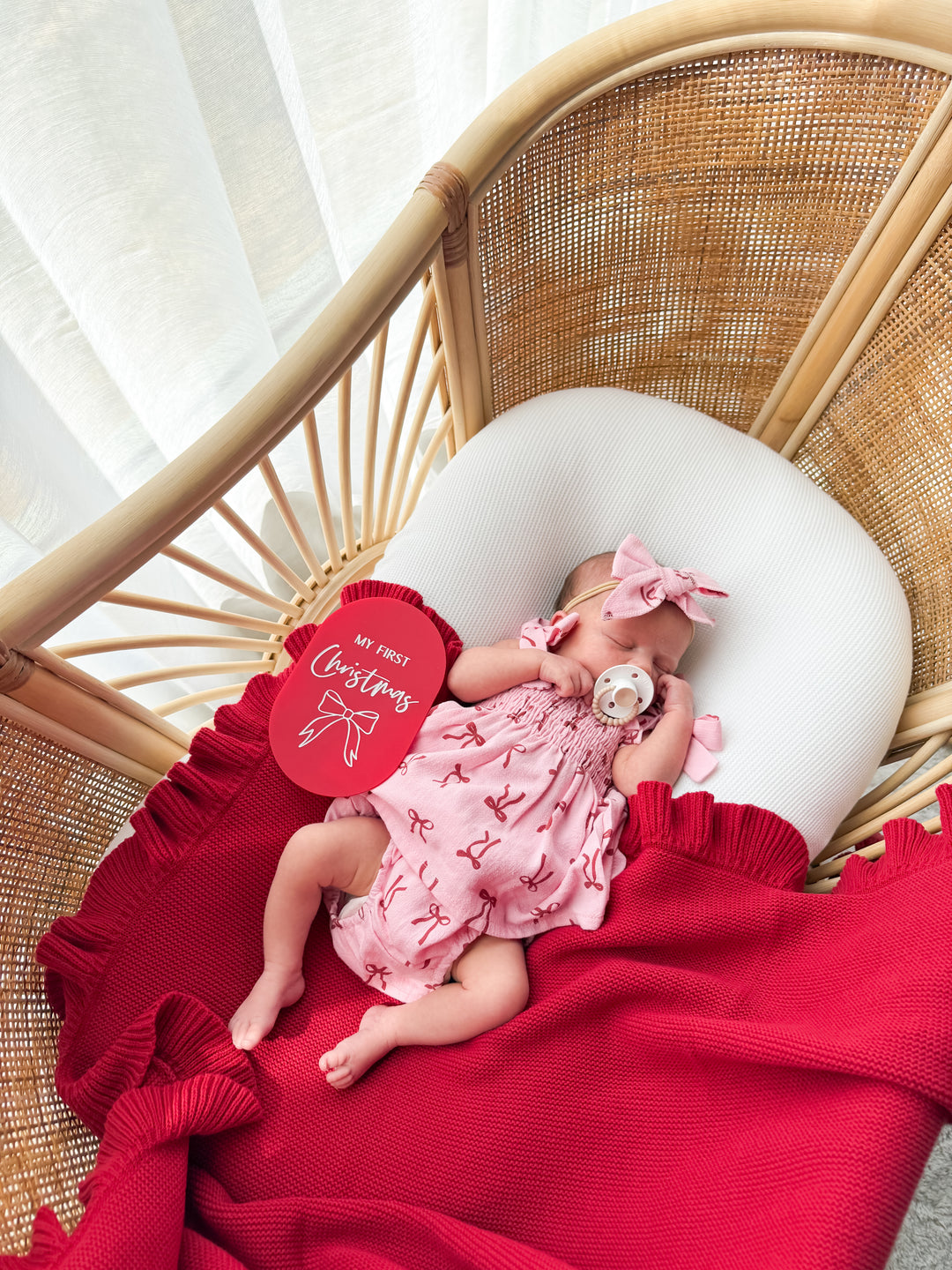Bloomer Set | Linen Red Bows