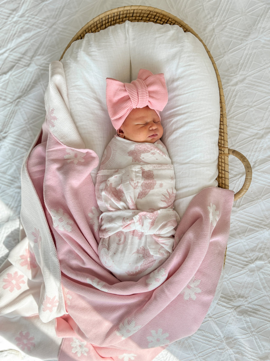 Muslin Swaddle Celestial Pink Little and Fern
