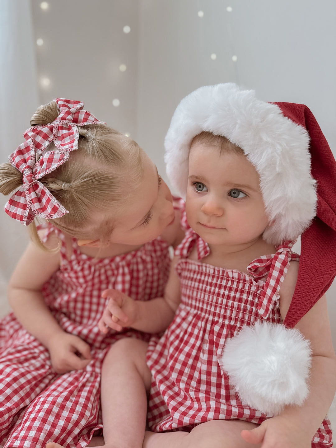Twin Bow Clips | Red Gingham