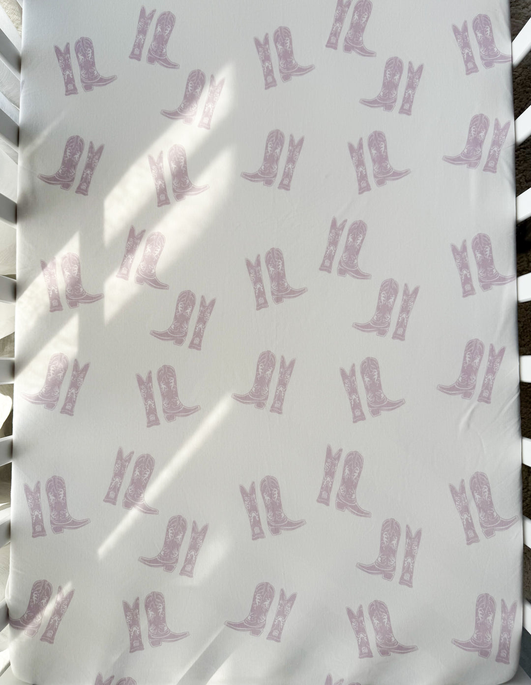 Cot Sheet | Lilac Cowgirl Boots