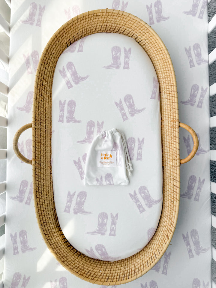 Bassinet Sheet | Lilac Cowgirl Boots
