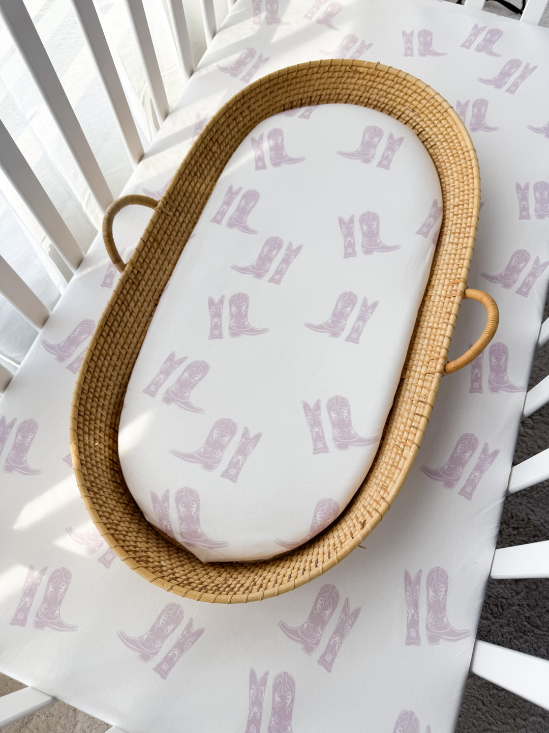 Bassinet Sheet | Lilac Cowgirl Boots