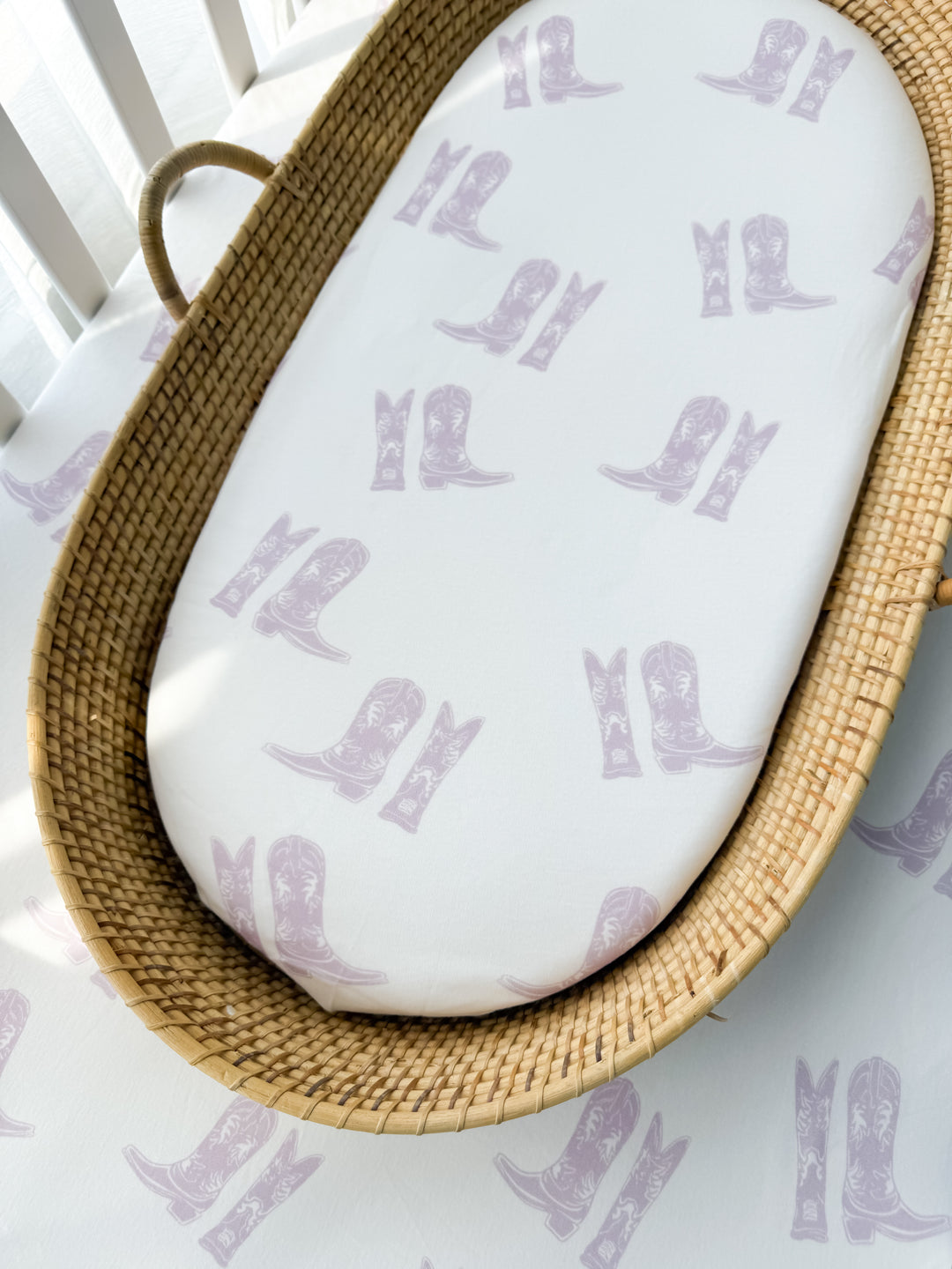 Bassinet Sheet | Lilac Cowgirl Boots