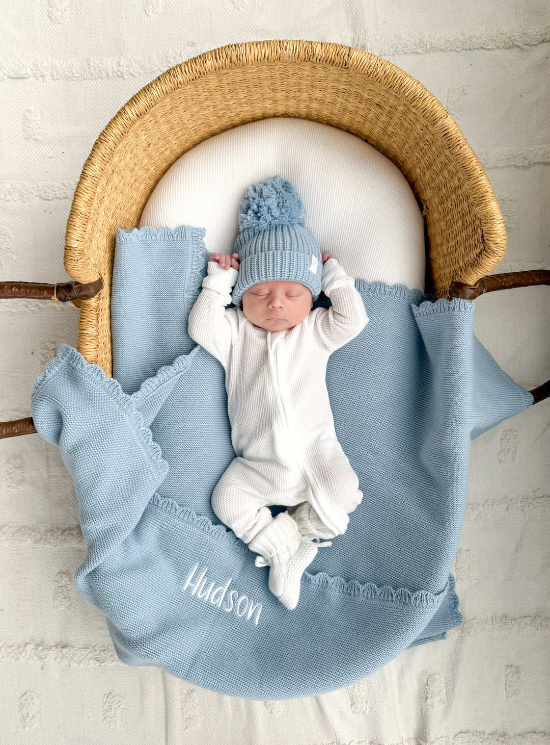 Knitted Pom Beanie | Blue