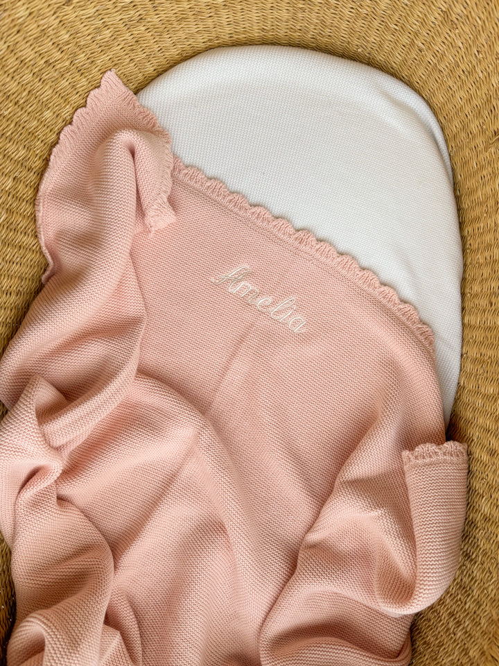 Heirloom Knit Blanket | Baby Peach