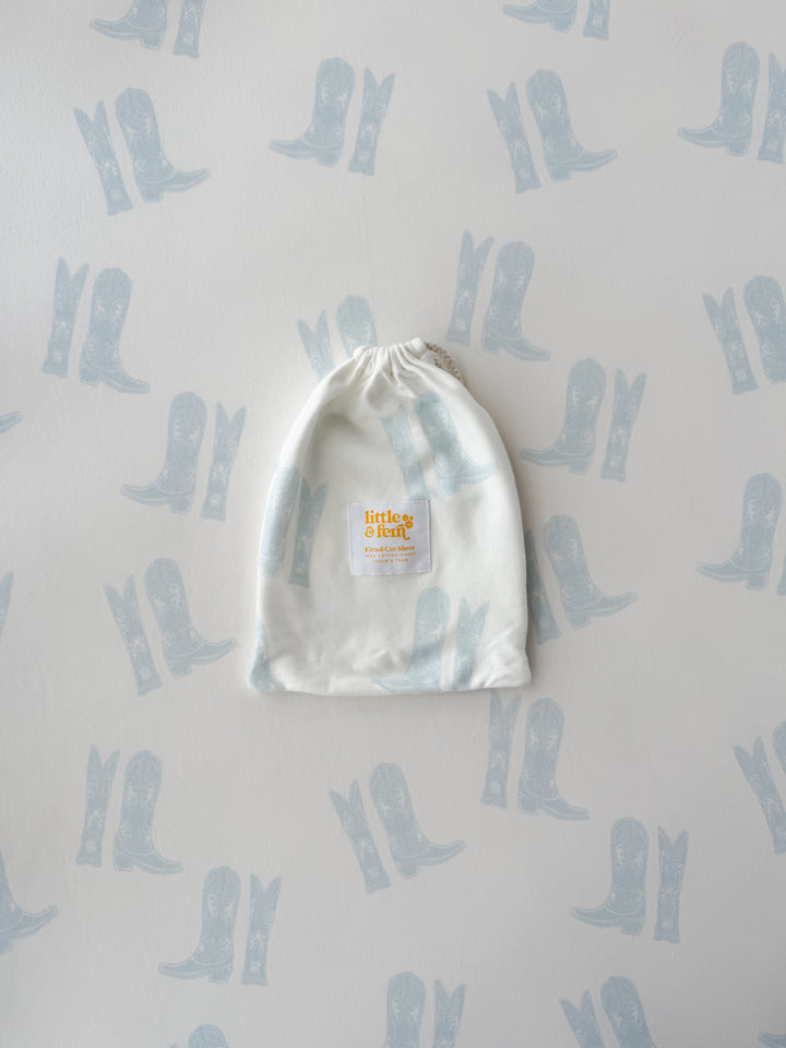 Cot Sheet | Blue Cowboy Boots