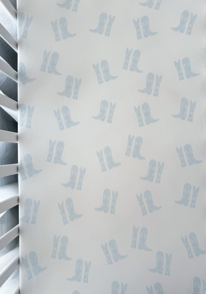 Cot Sheet | Blue Cowboy Boots