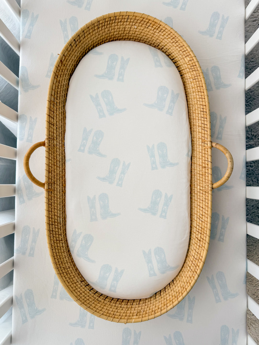 Bassinet Sheet | Blue Cowboy Boots