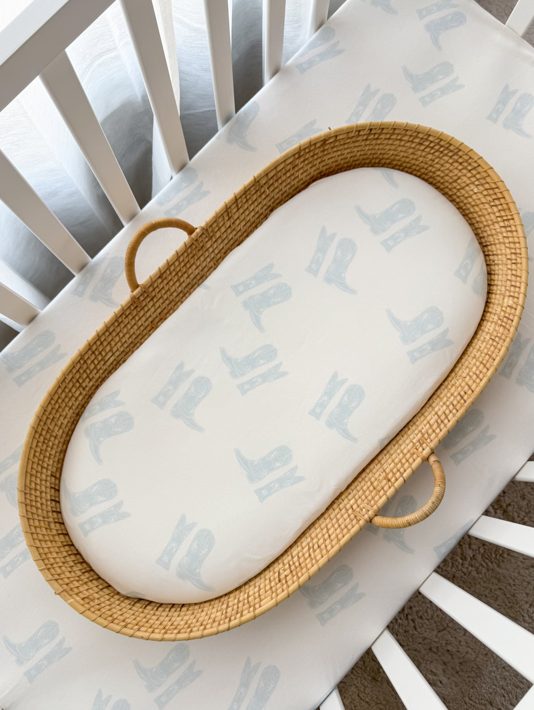 Bassinet Sheet | Blue Cowboy Boots