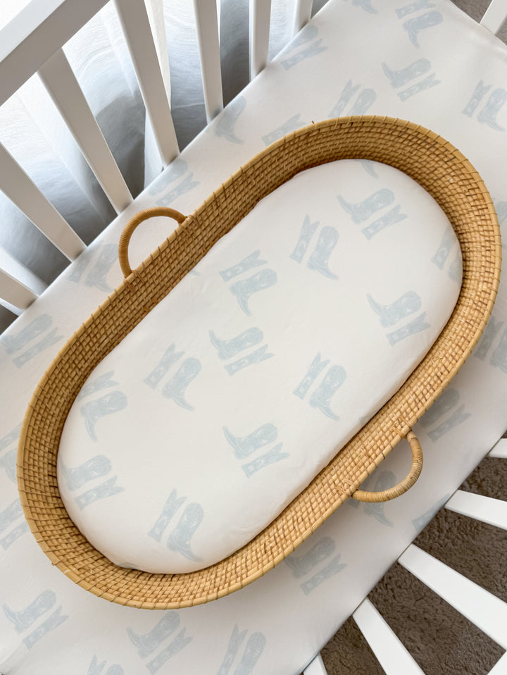Bassinet Sheet | Blue Cowboy Boots