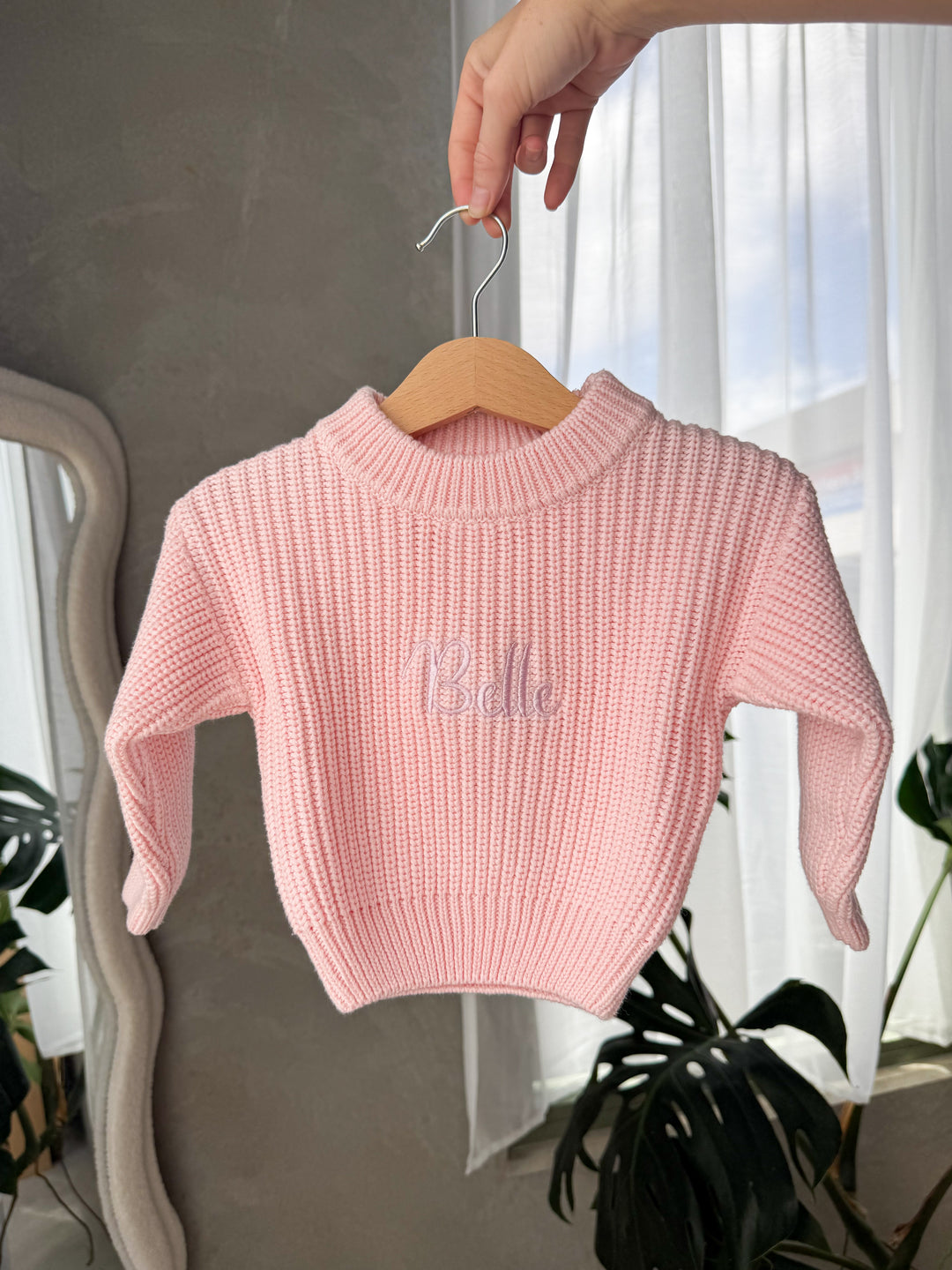 Chunky Knit Jumper Baby Pink - Main Image