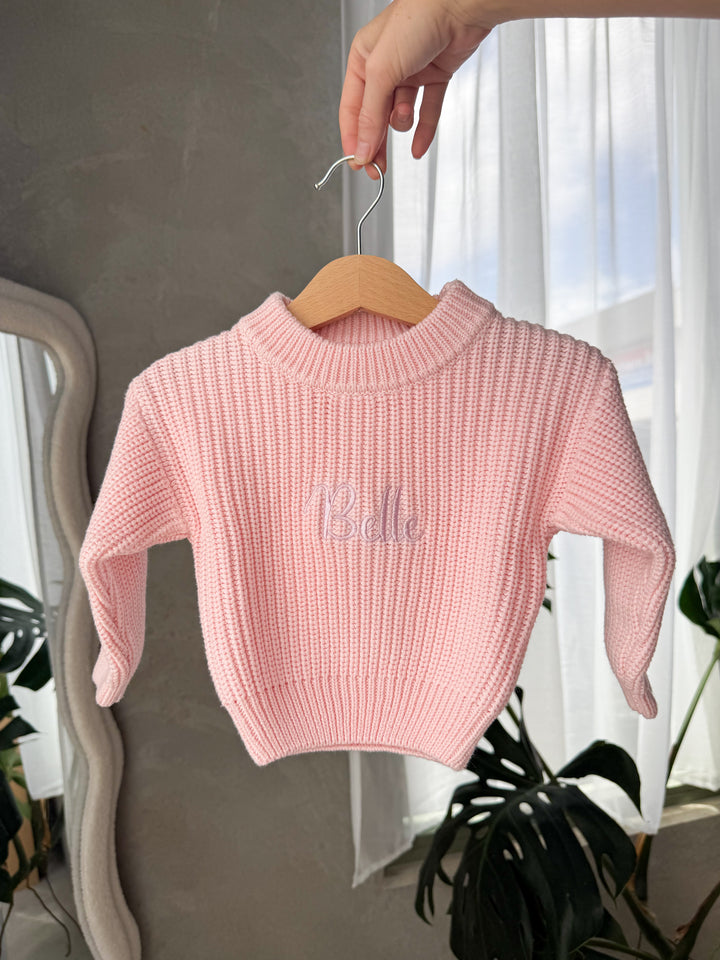 Chunky Knit Jumper | Baby Pink