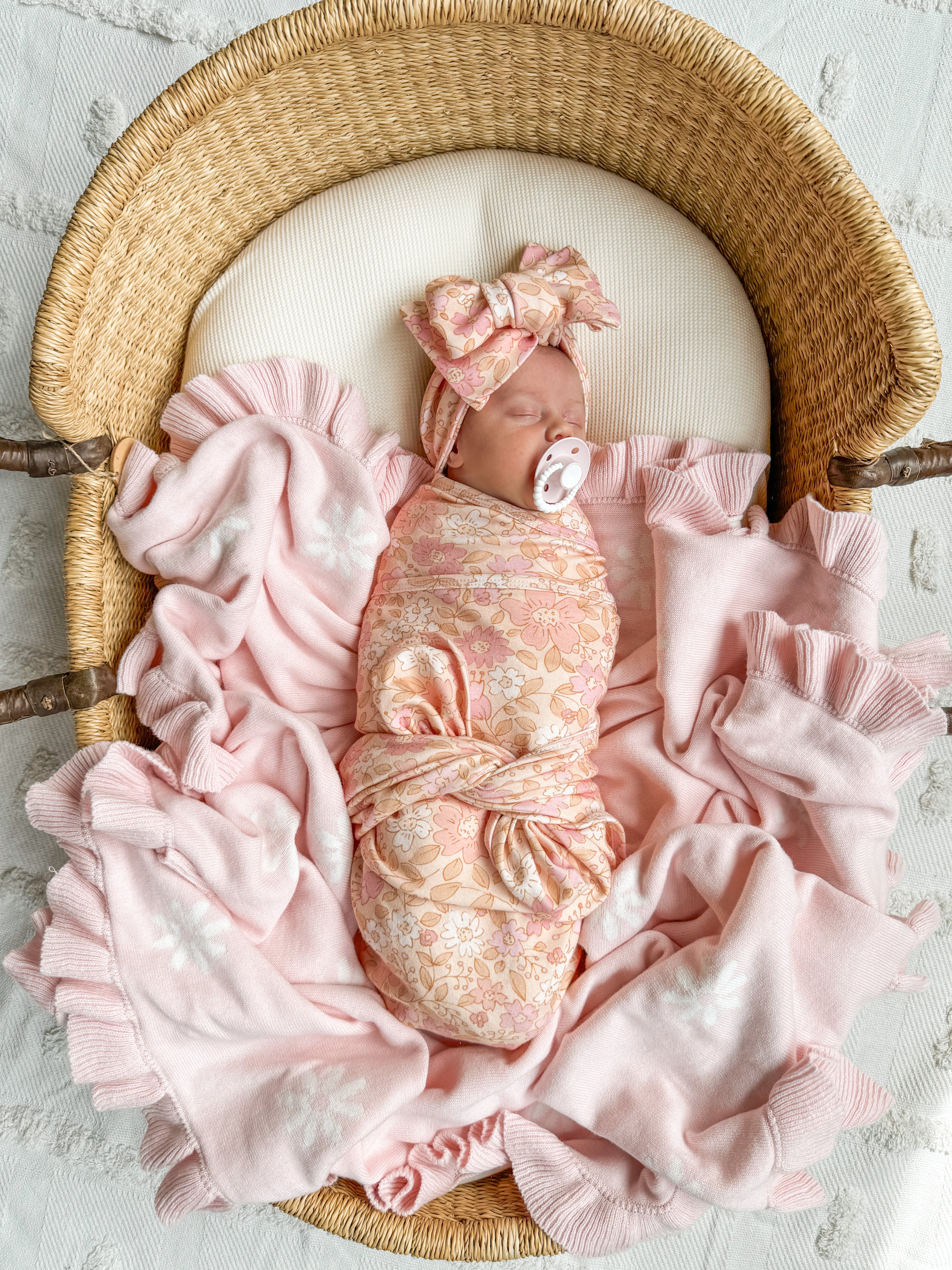 Pink floral baby blanket best sale