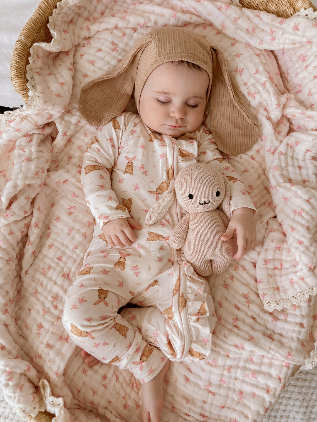 Bunny Bonnet | Teddy Rib Pointelle