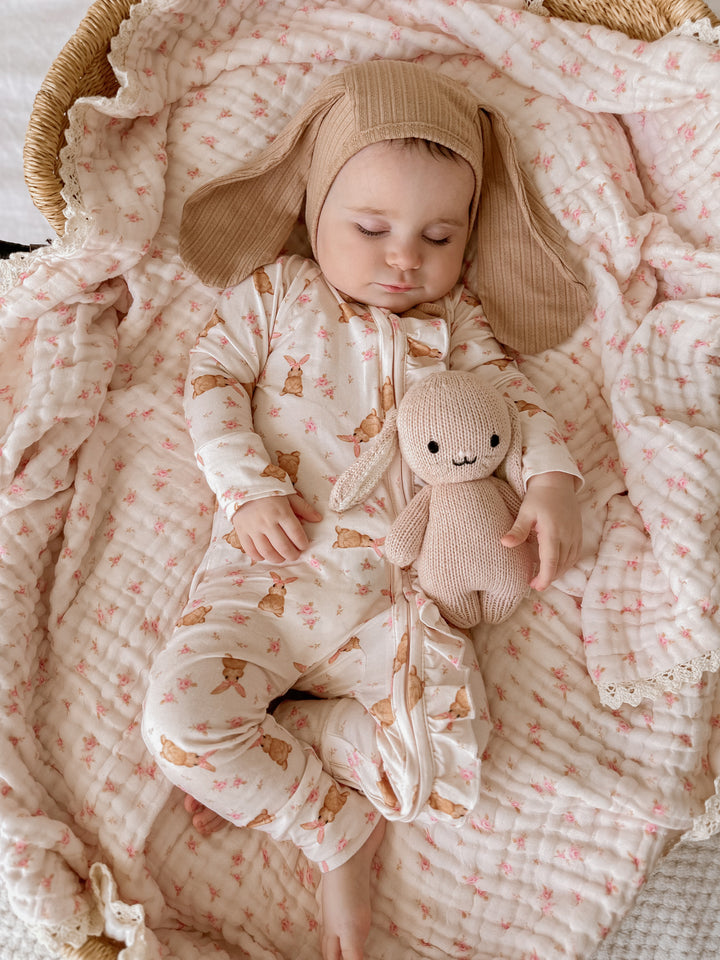 Bunny Bonnet | Teddy Rib Pointelle