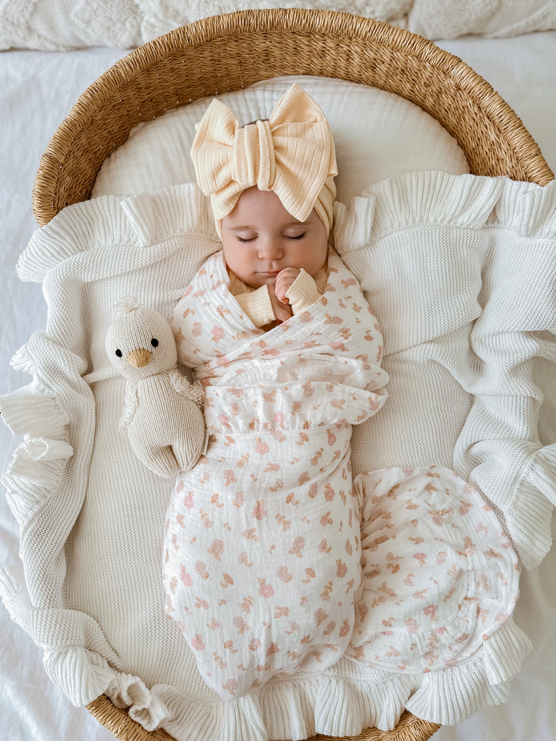 Frill Muslin Blanket | Peach Ditsy Floral