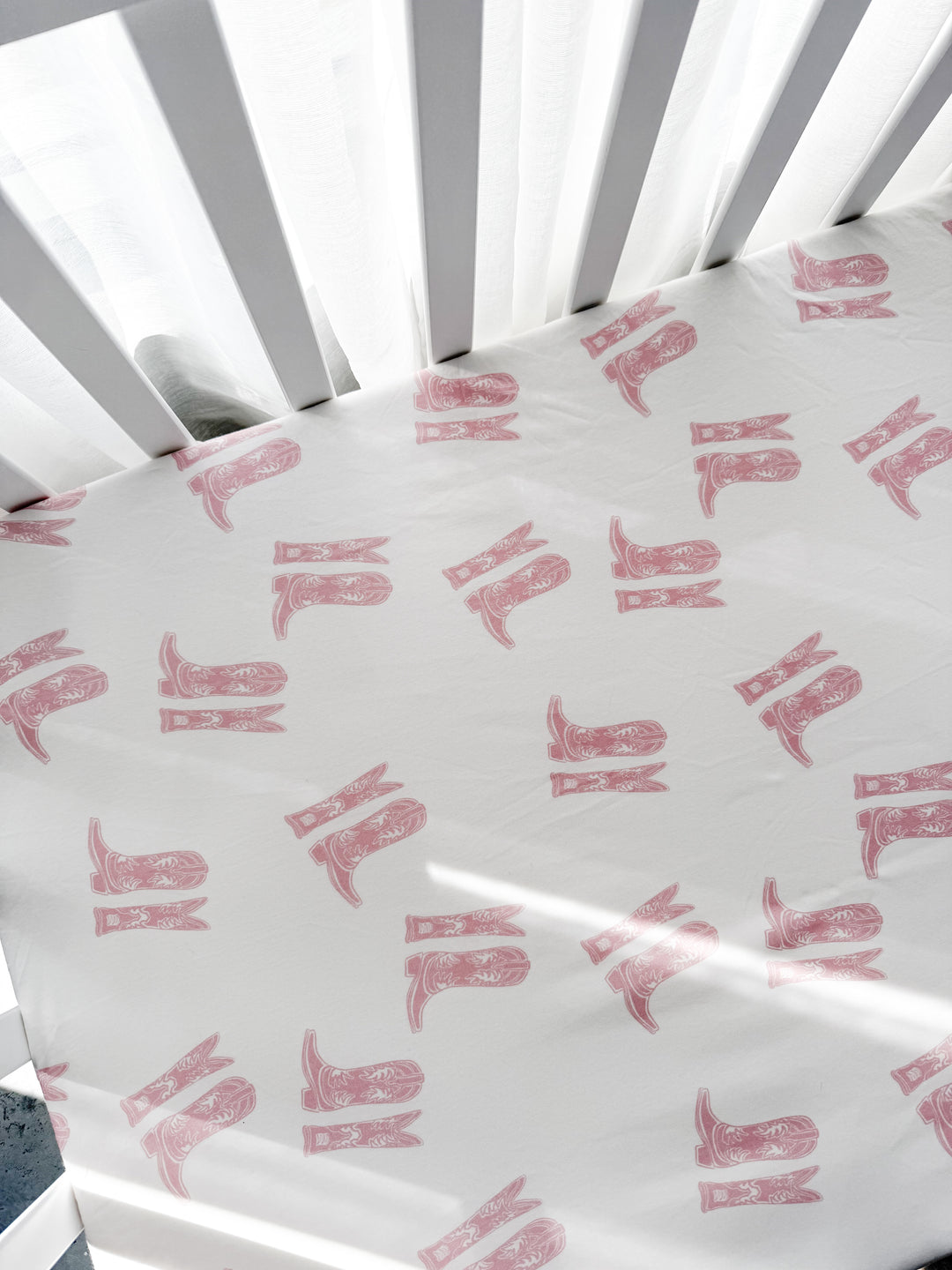 Cot Sheet | Pink Cowgirl Boots