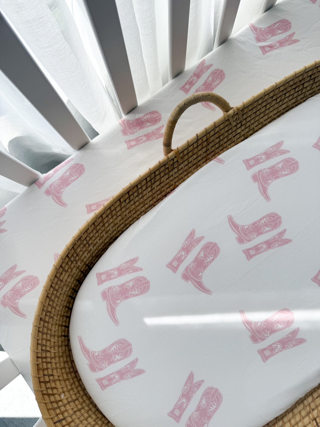 Bassinet Sheet | Pink Cowgirl Boots