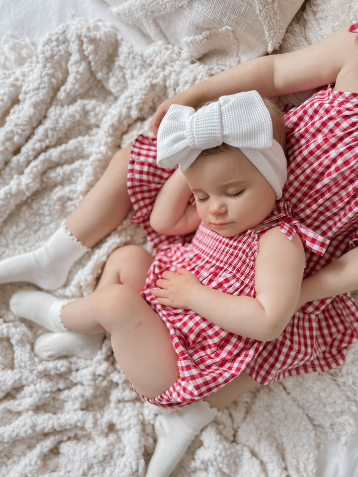 Tie Bubble Romper | Red Gingham
