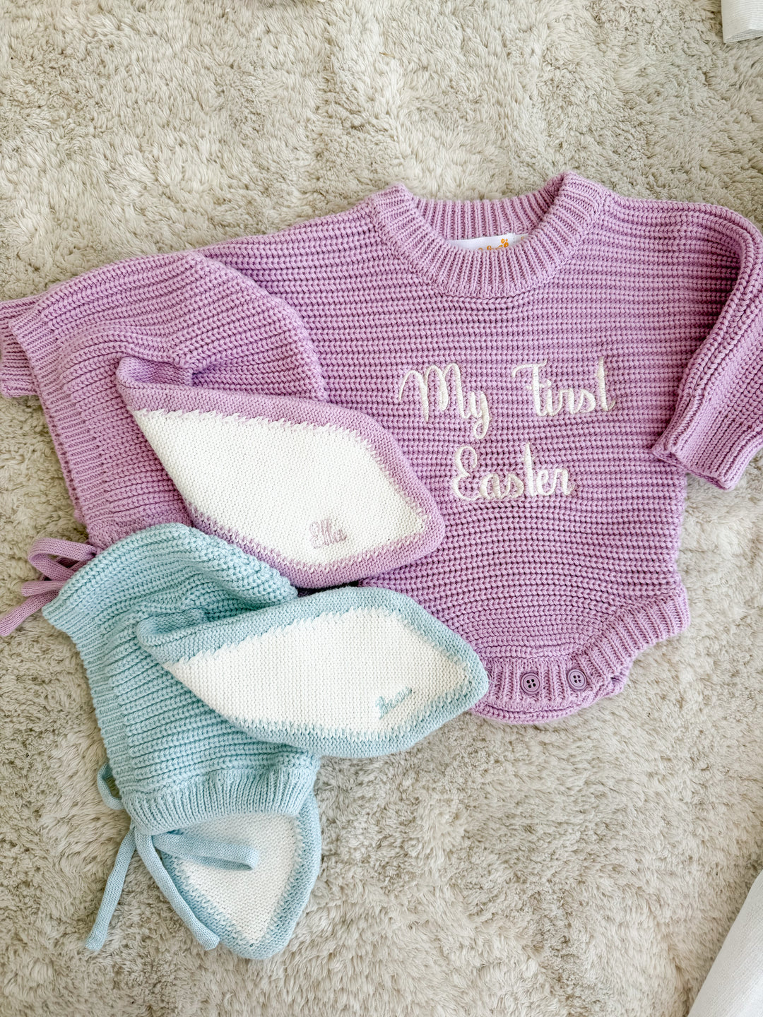 Knitted Bunny Bonnet | Baby Pink