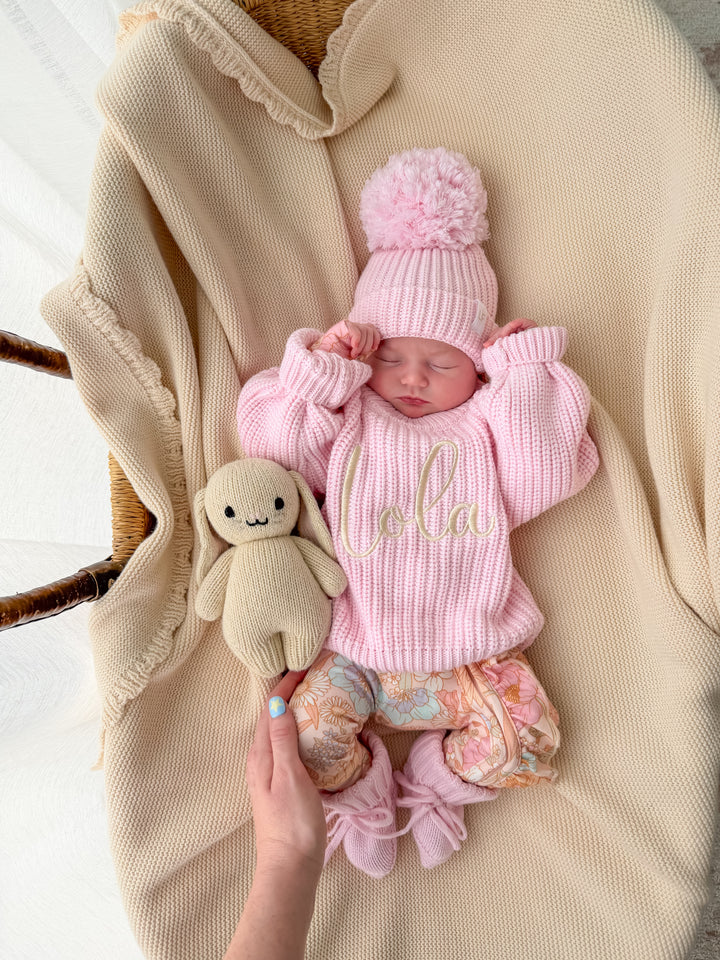Chunky Baby Knit Jumper | Strawberry Milk