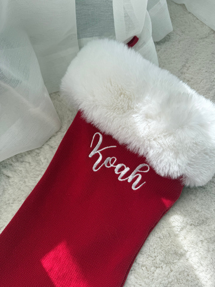 Knit Santa Stocking | Rudolph