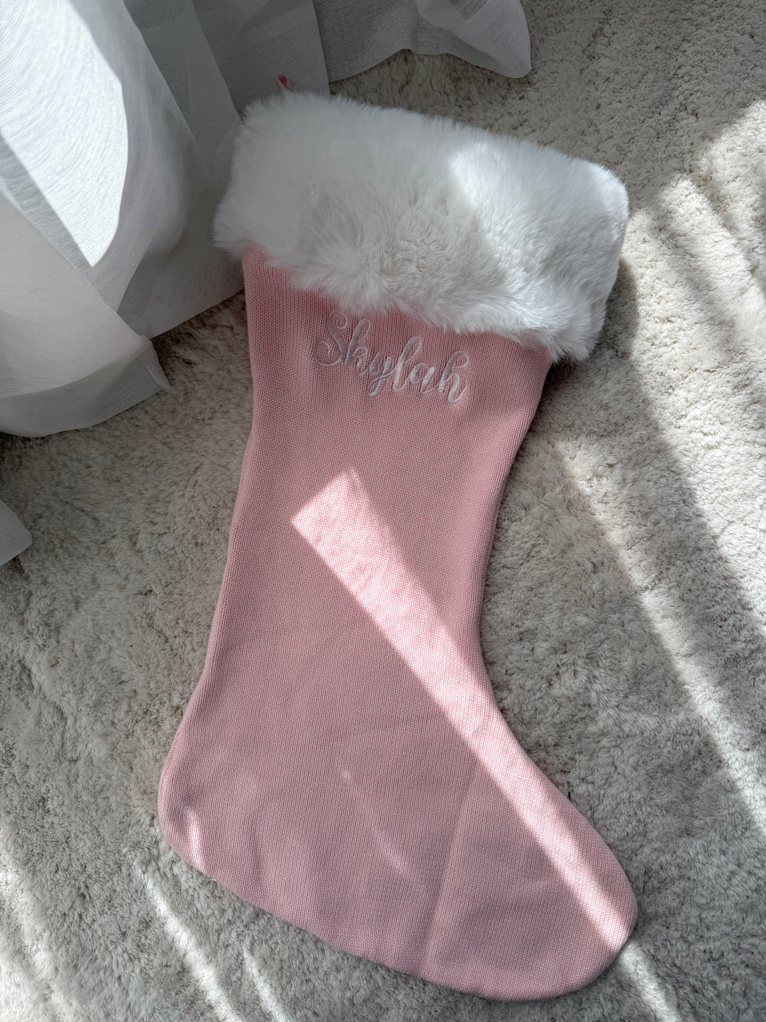 Knit Santa Stocking | Baby Pink