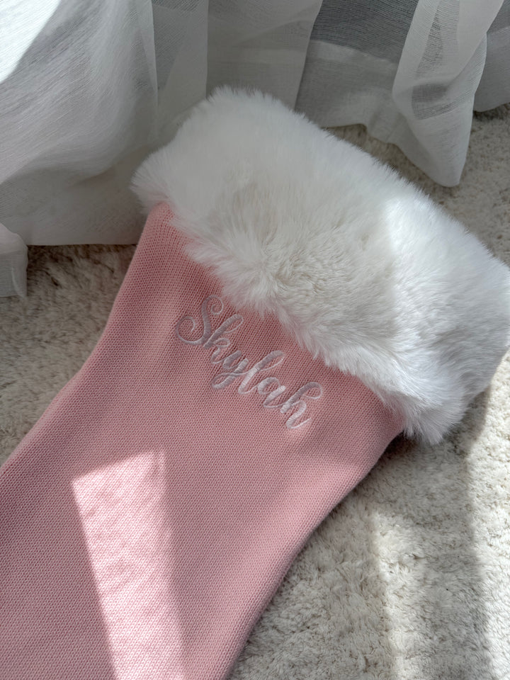 Knit Santa Stocking | Baby Pink