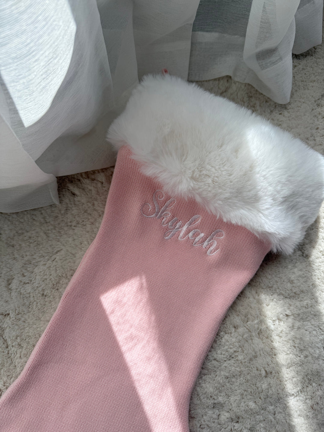 Knit Santa Stocking | Baby Pink