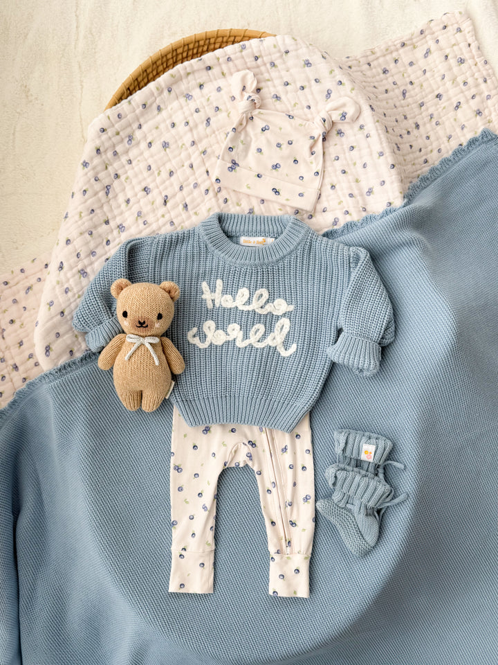 'Hello World' Chunky Knit Jumper | Blue