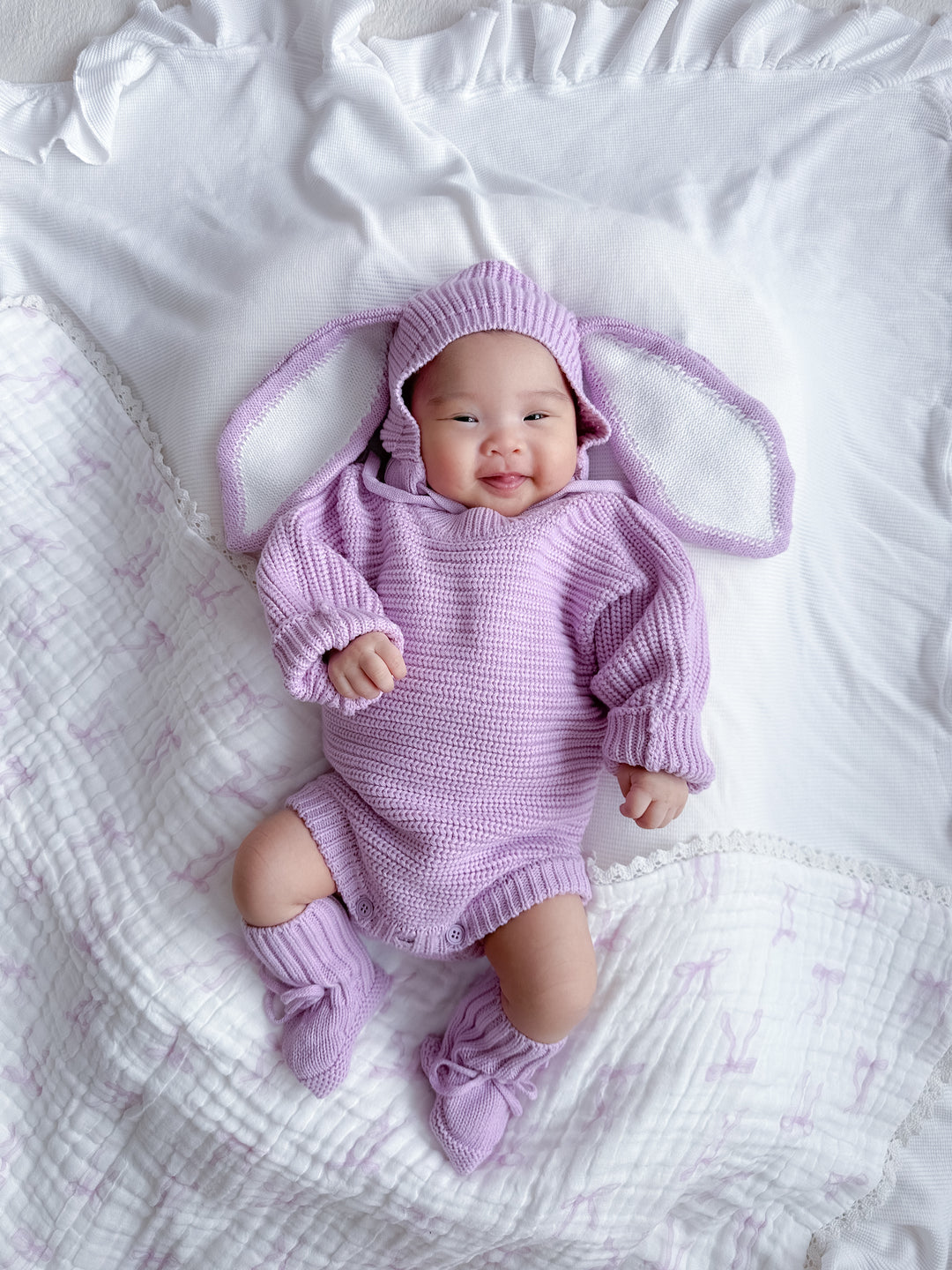 Knitted Bunny Bonnet | Lilac