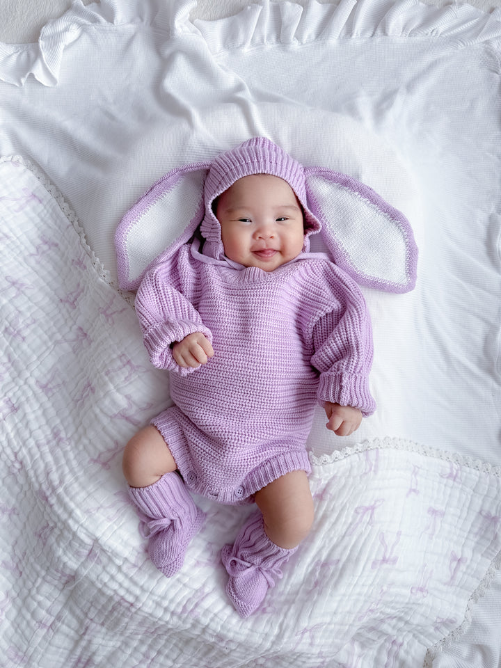 Knitted Bunny Bonnet | Lilac