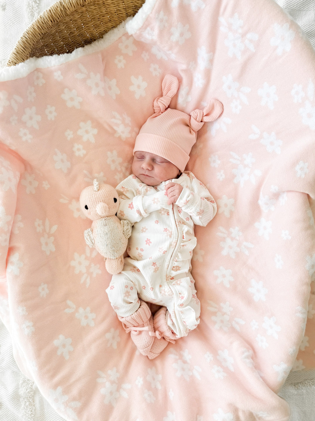 Knit Sherpa Blanket | Baby Pink & Milk