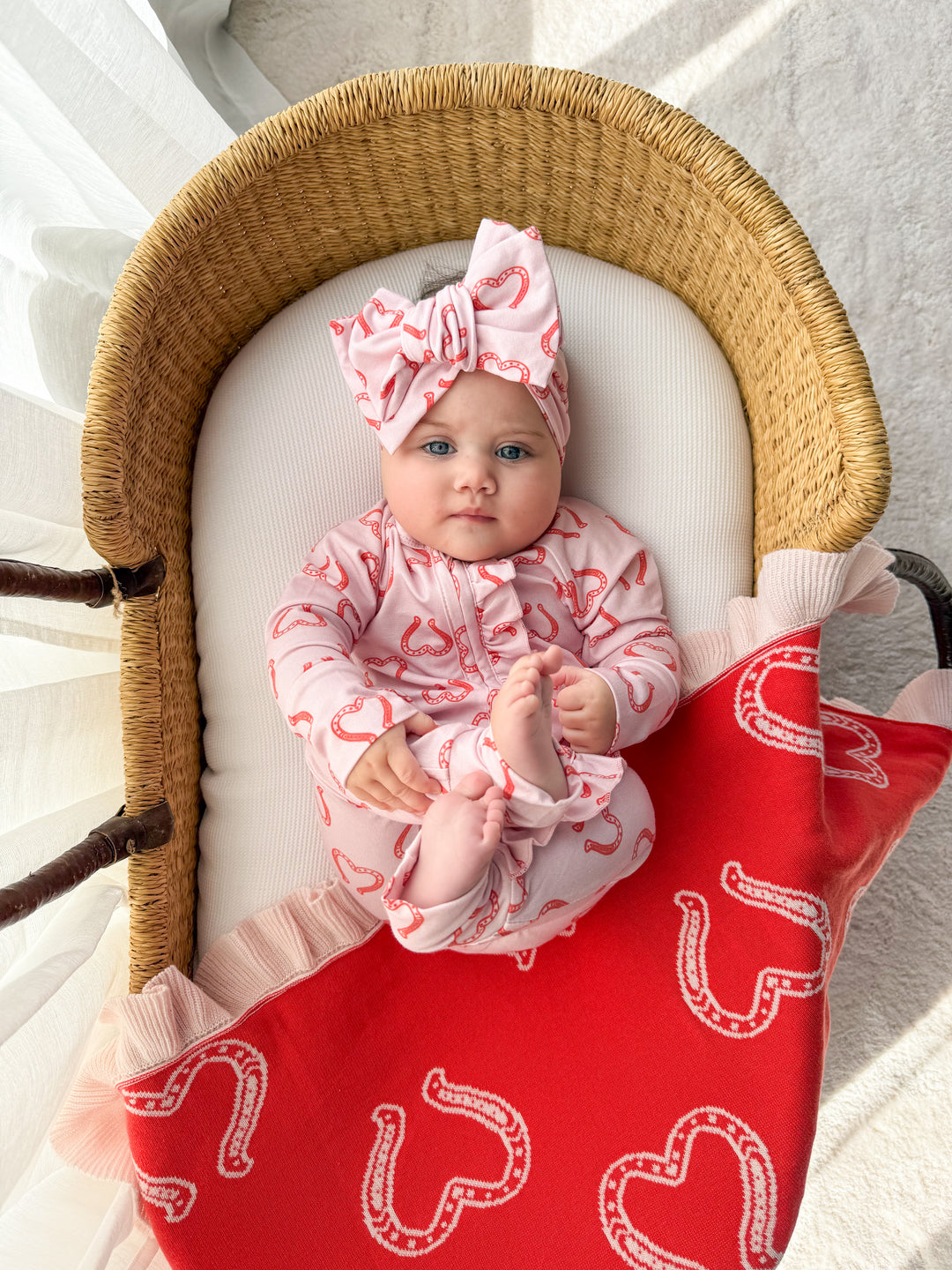 Frill Zip Romper | Western Red Hearts
