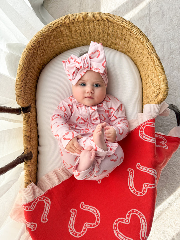 Frill Zip Romper | Western Red Hearts