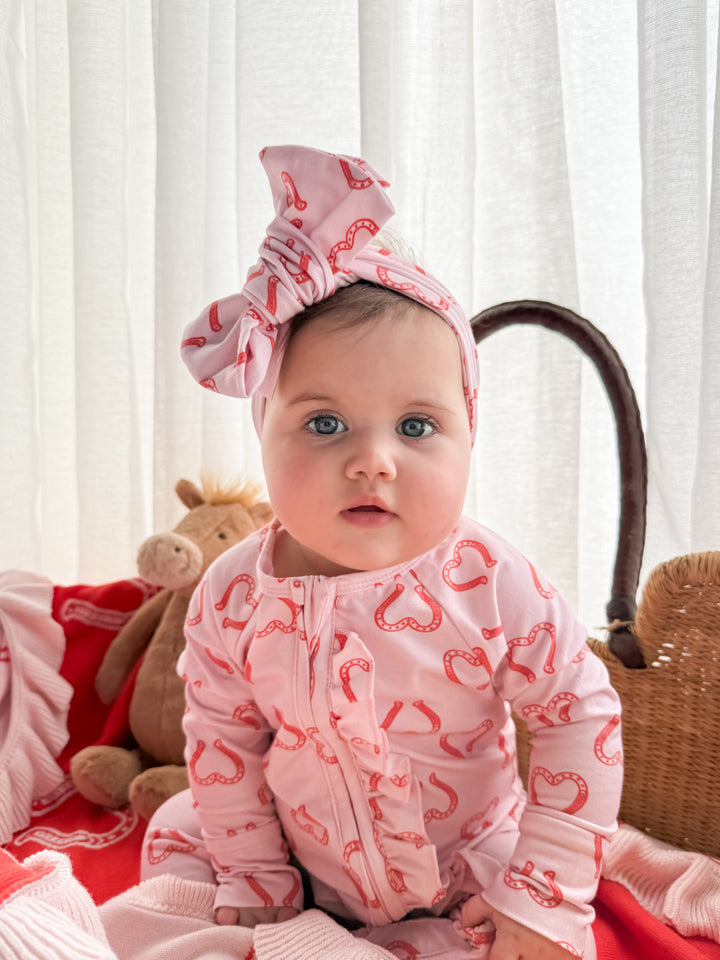 Frill Zip Romper | Western Red Hearts