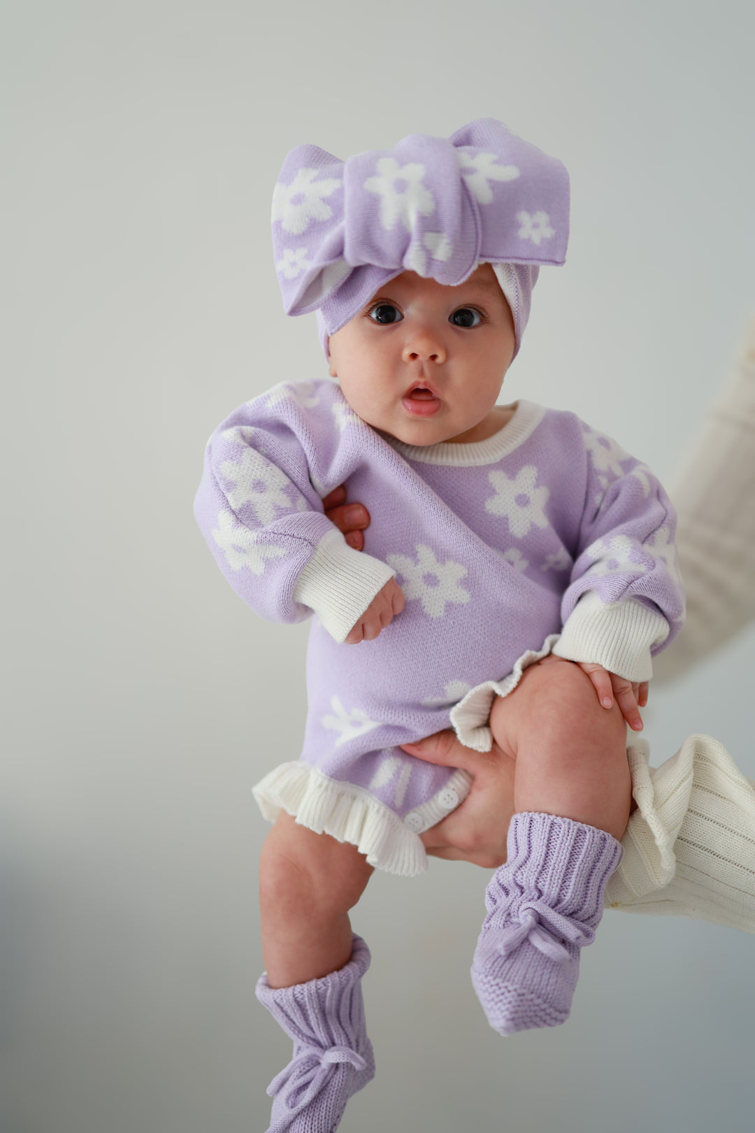 Frill Knit Romper | Daisy Floral Lilac