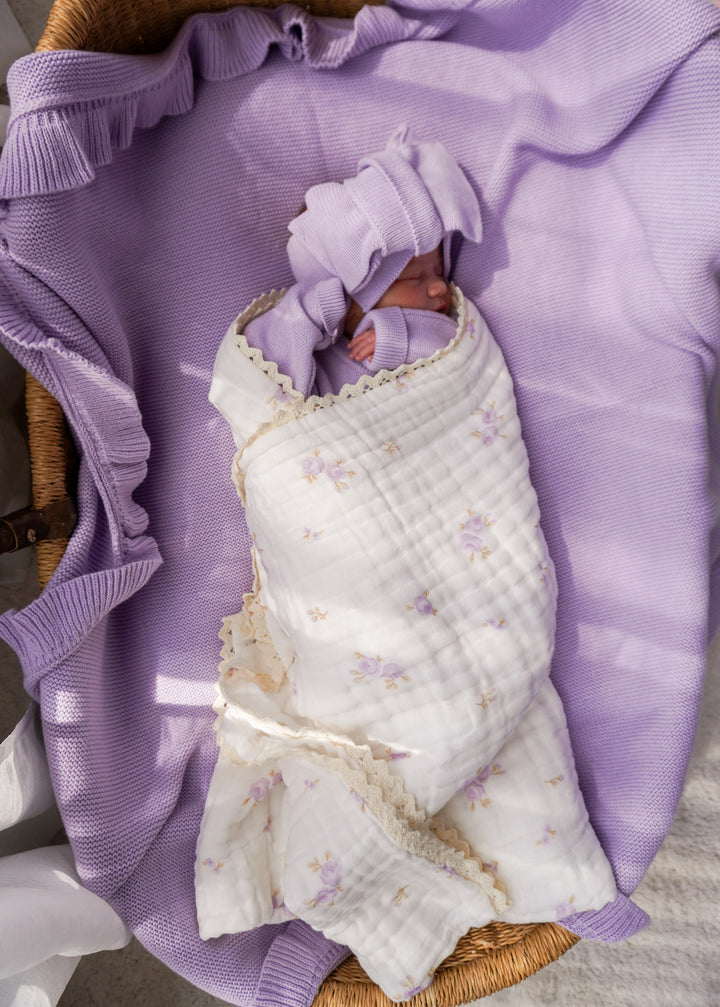 Gauze Lace Blanket | Lilac Floral