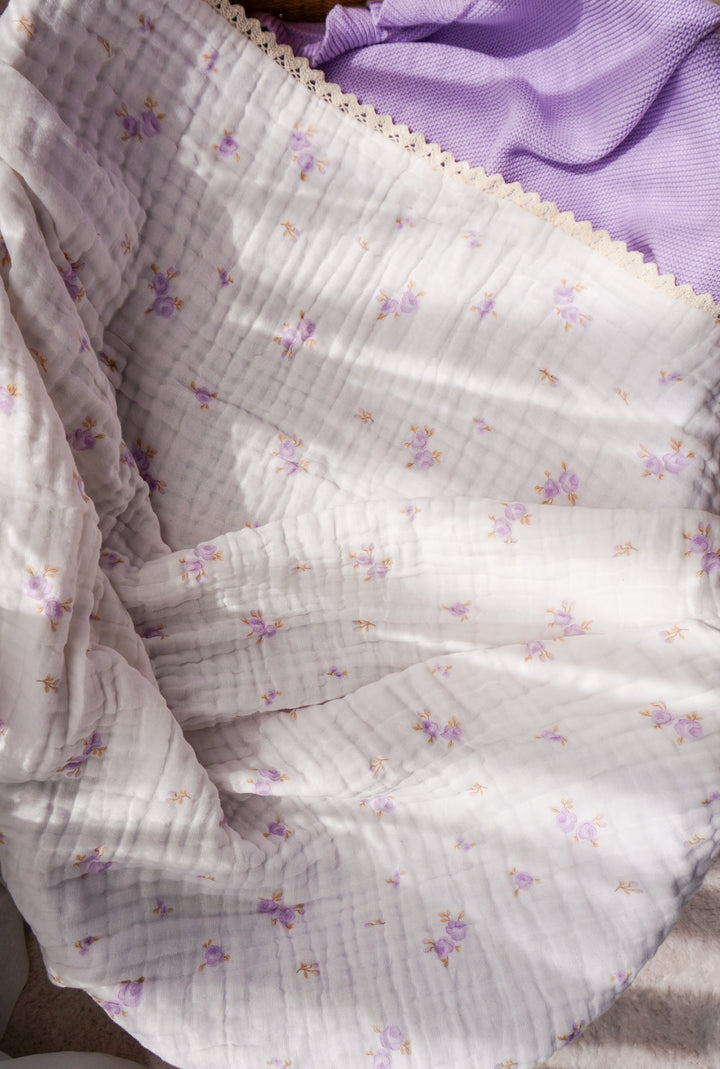 Gauze Lace Blanket | Lilac Floral