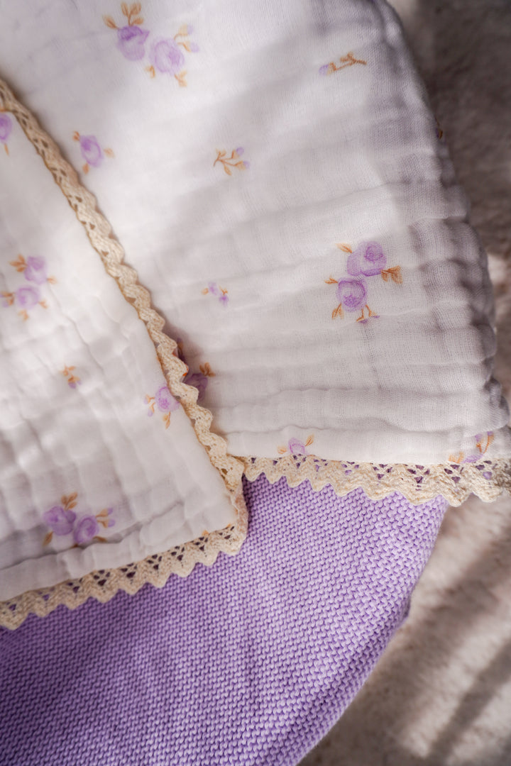 Gauze Lace Blanket | Lilac Floral