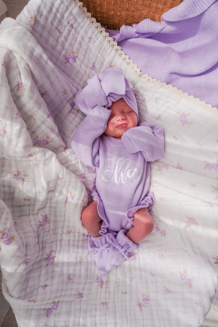 Gauze Lace Blanket | Lilac Floral