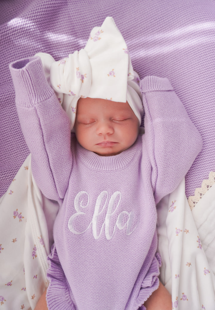 Frill Knit Romper | Pastel Lilac